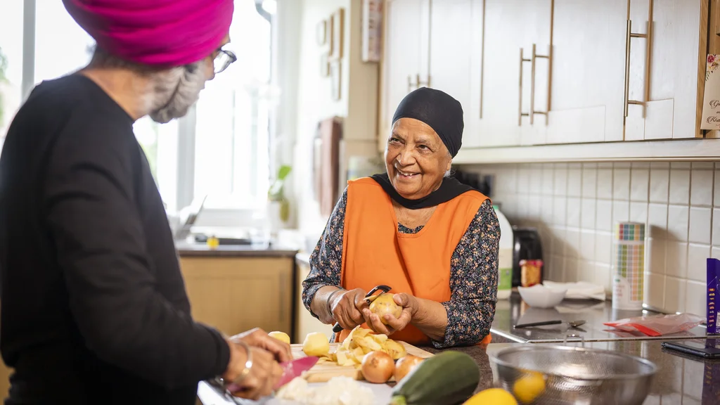 Older people cooking