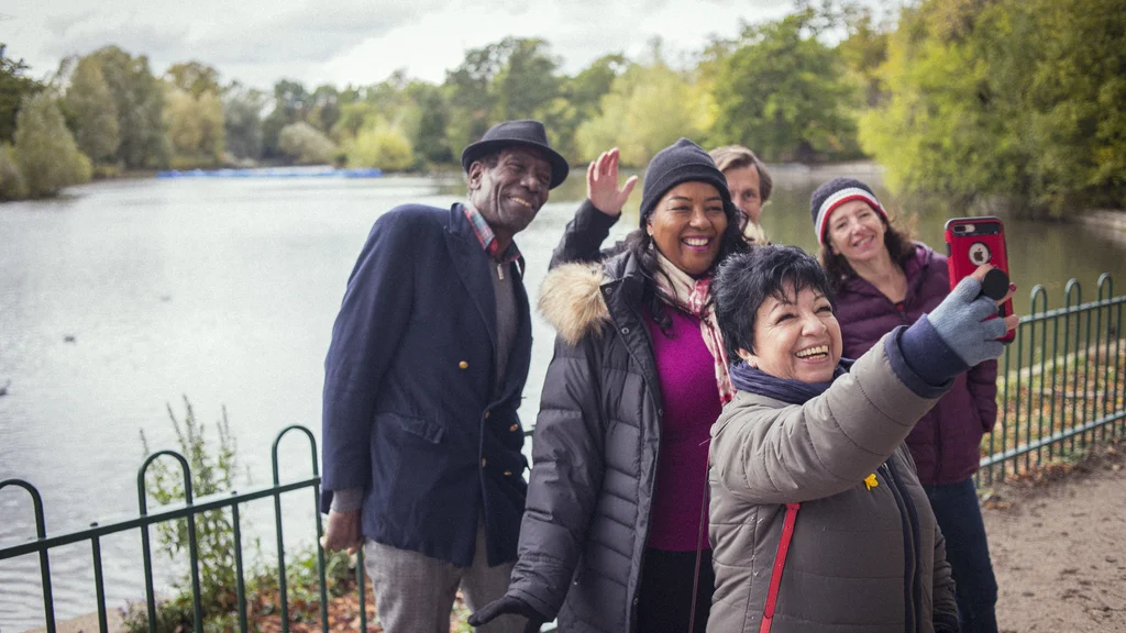 Group of older people taking a selfie